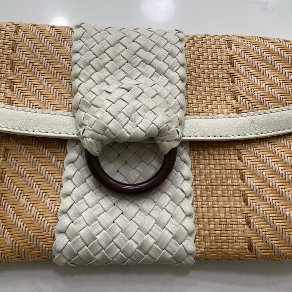 Cole Haan Tan and White Woven Clutch - Picture 2 of 11